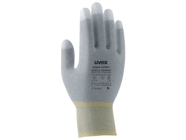 Uvex 60556, Fabrikkhansker, Grå, Karbonfiber, Polyamid