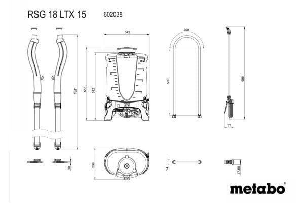 Metabo RSG 18 LTX 15 - Hagesprøyter - trådløs - 18 V - uten batteri, ingen lader - 4 kg - SOLO