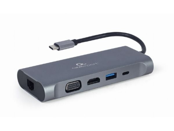 Cablexpert A-CM-COMBO7-01 - Dockningsstation - USB-C 3.1 - HDMI, VGA - 1GbE