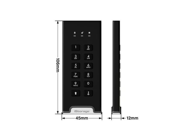 iStorage diskAshur M² - SSD - salattu - 500 GB - ulkoinen (kannettava) - USB 3.2 Gen 1 - 256-bittinen AES-XTS, FIPS 197 PUB, FIPS 140-3 Level 3 - T...