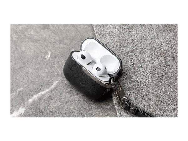Moshi Pebbo Luxe - Langattomien kuulokkeiden latauskotelo - vegaaninahkaa - hiilenmusta - Apple AirPods -laitteille (3. sukupolvi)