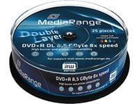 MediaRange - 25 x DVD+R DL - 8.5 GB (240 min) 8x - hvit - blekkstråleskrivbar overflate - spindel