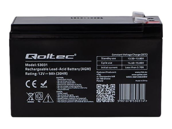 Qoltec - UPS-batteri - 1 x batteri - blysyre - 9 Ah