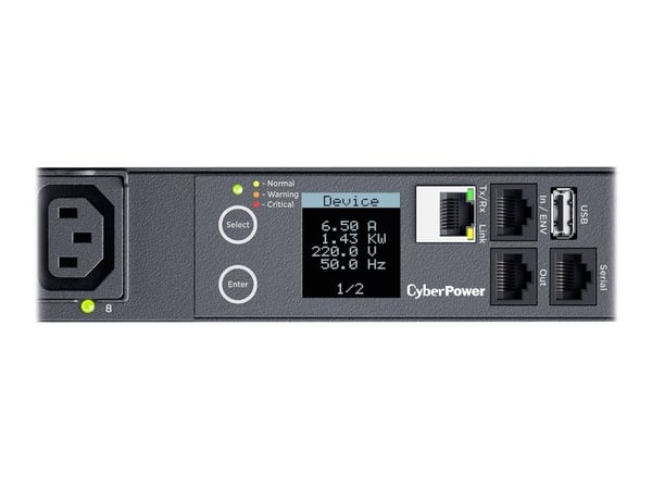CyberPower Switched Series PDU41005 - Strømfordelerenhet (kan monteres i rack) - AC 100-240 V - enkeltfase - Ethernet, serial - inngang: IEC 60320 ...