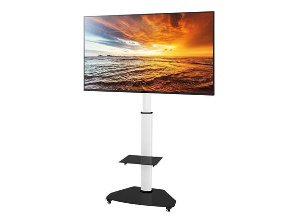 TECHly ICA-TR3WH - Vogn - for flatpanel / AV-utstyr - herdet glass - hvit - skjermstørrelse: 37"-70"