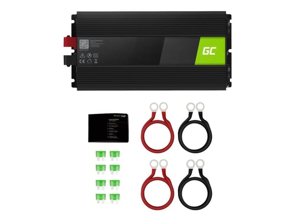 Green Cell - DC til AC-omformer - 12 V - 2000 Watt - utgangskontakter: 2 - svart