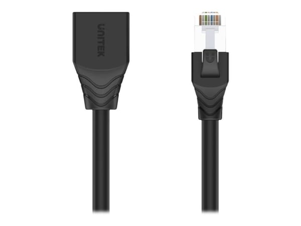 Unitek - Nettverksforlengelseskabel - RJ-45 (hann) til RJ-45 (hunn) - 6 mm - STP - CAT 6 - med støvel, uten hindringer - svart