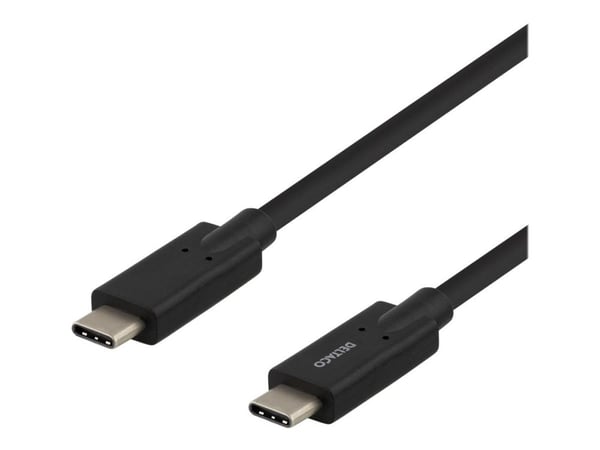 DELTACO - USB-kaapeli - USB-C (uros) - USB-C (uros) - 5 A - 2 m - musta