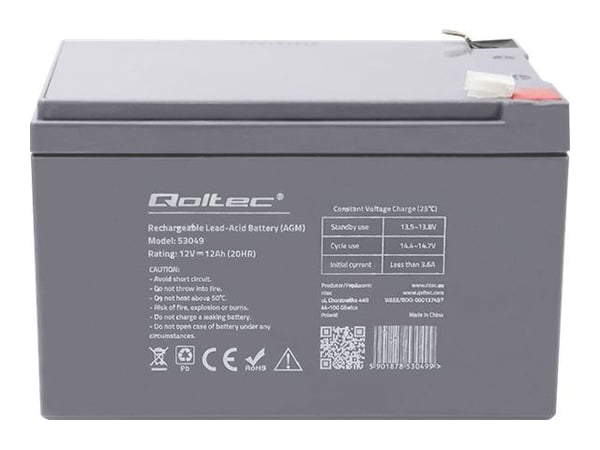 Qoltec 53049 - UPS-batteri - 1 x batteri - blysyre - 12 Ah