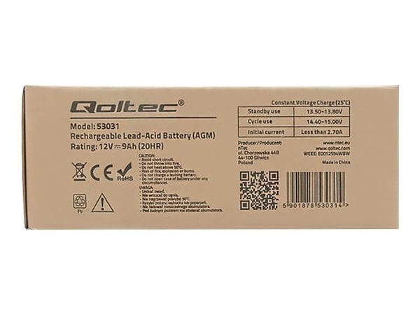 Qoltec - UPS-batteri - 1 x batteri - blysyre - 9 Ah