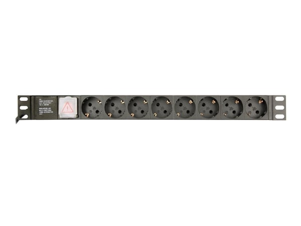 EnerGenie EG-PDU-014-C14 - Strømfordelerenhet (kan monteres i rack) - AC 250 V - 3680 watt - utgangskontakter: 8 (8 x IEC 60320 C14) - 1U - 3 m kabel