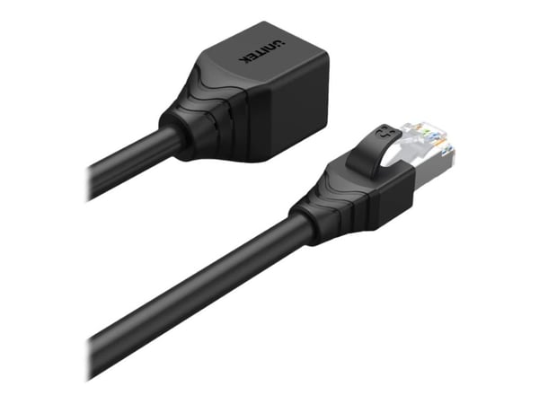 Unitek - Nettverksforlengelseskabel - RJ-45 (hann) til RJ-45 (hunn) - 6 mm - STP - CAT 6 - med støvel, uten hindringer - svart
