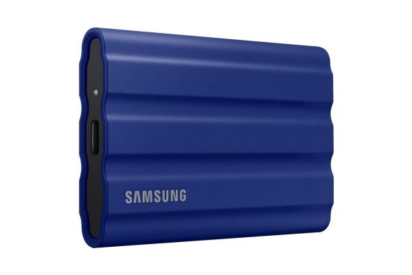 Samsung T7 Shield MU-PE2T0R - SSD - kryptert - 2 TB - ekstern (bærbar) - USB 3.2 Gen 2 (USB-C kontakt) - 256-bit AES - blå