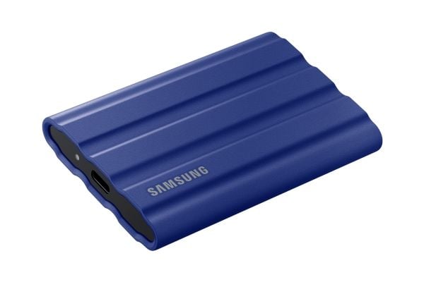 Samsung T7 Shield MU-PE2T0R - SSD - kryptert - 2 TB - ekstern (bærbar) - USB 3.2 Gen 2 (USB-C kontakt) - 256-bit AES - blå