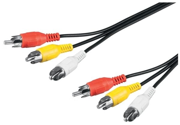 Goobay 50381, 2 m, 3 x RCA, 3 x RCA, Hankjønn, Hankjønn, Rød, Hvit, Gult