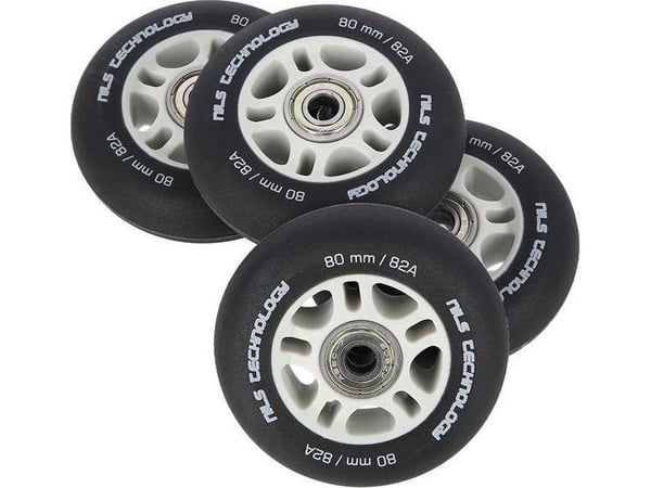 Nils Extreme Wheels PU 80x24 82A sort Matte (4 kpl) + ABEC-9 (8 kpl)