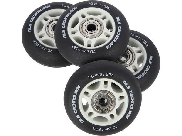 NILS Extreme PU 70x24 82A BLACK MATTE (4 stk) + ABEC-9 (8 stk) NILS EXTREME SET