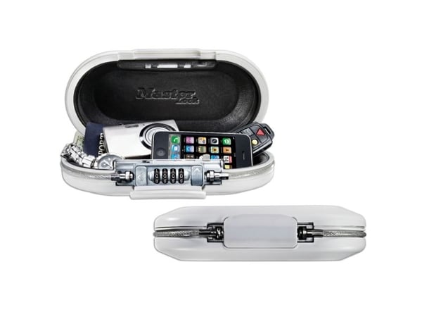 Master Lock Safe Space Small Combination Lock Box with Cable - Security box for mobiltelefon / spiller / kamera - hvit, metall