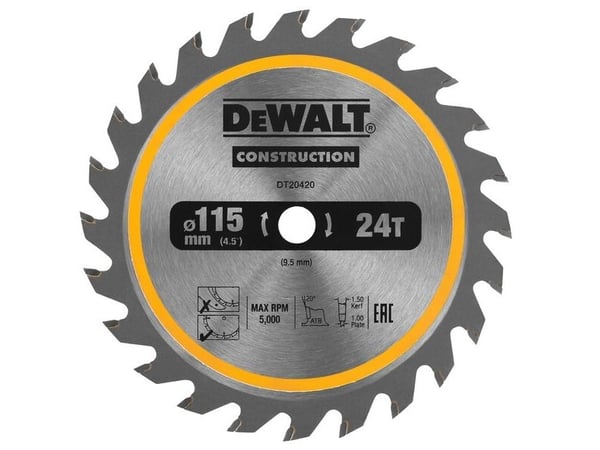 DeWALT DT20420-QZ, puu, 11,5 cm, 9,5 mm, 1 mm, 5000 rpm, DeWALT, DeWALT