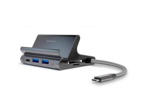4smarts 7in1, USB 3.2 Gen 1 (3.1 Gen 1) Type-A + Type-C, 10,100,1000 Mbit/s, Harmaa, MicroSD (TransFlash), SD, HDMI, RJ-45, USB 3.2 Gen 1 (3.1 Gen ...