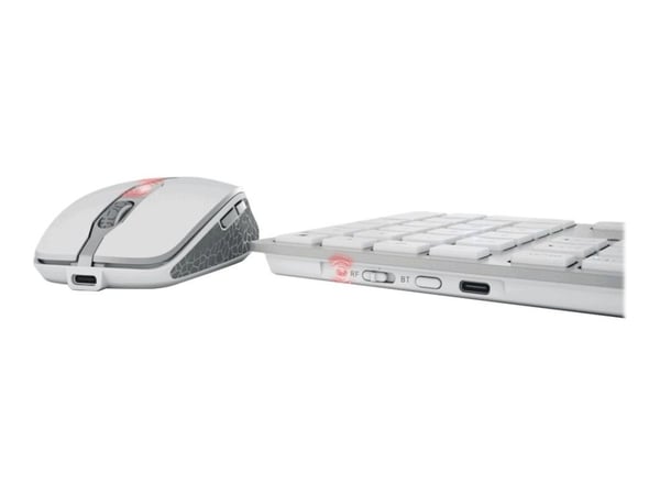 CHERRY DW 9100 SLIM, RF Wireless + Bluetooth, QWERTY, Hopea, Sisältää hiiren