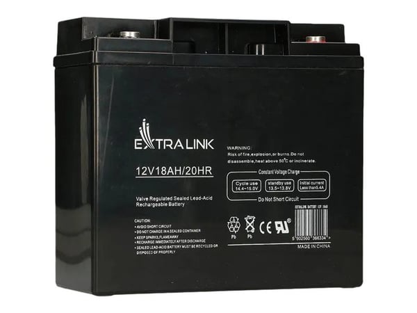 Extralink AKUMULATOR BATTERY ACCUMULATOR AGM 12V 18AH - Batterie - 18.000 mAh, 13,5 V, 18 ah, 1 kpl, 20 Wh, Musta, Sealed Lead Acid (VRLA)