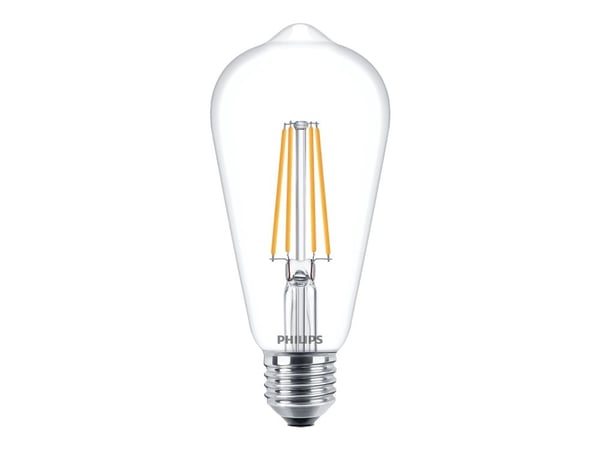 Philips - LED-filamentlyspære - form: ST64 - klar finish - E27 - 7 W (ekvivalent 60 W) - klasse E - varmt hvitt lys - 2700 K
