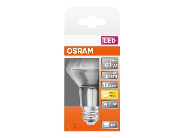 OSRAM LED STAR - LED-pære for søkelys - form: R63 - E27 - 4.3 W (ekvivalent 60 W) - klasse F - varmt hvitt lys - 2700 K