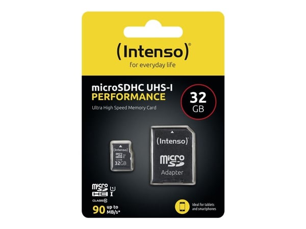 Intenso - Flashminnekort (SD-adapter inkludert) - 32 GB - UHS-I U1 / Class10 - microSDHC UHS-I
