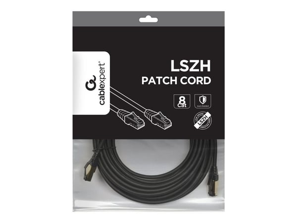 Cablexpert - Koblingskabel - RJ-45 (hann) til RJ-45 (hann) - S/FTP - CAT 8 - halogenfri, formstøpt, uten hindringer - svart