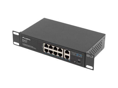 Lanberg RSFE-8P-2GE-120 - Switch - ikke-styrt - 2 x 10/100 (opplink) + 8 x 10/100 (PoE+) - stasjonær, veggmonterbar - PoE+ (120 W)