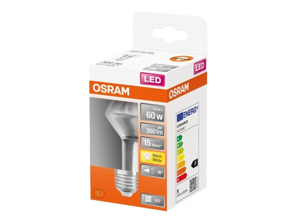 OSRAM LED STAR - LED-pære for søkelys - form: R63 - E27 - 4.3 W (ekvivalent 60 W) - klasse F - varmt hvitt lys - 2700 K