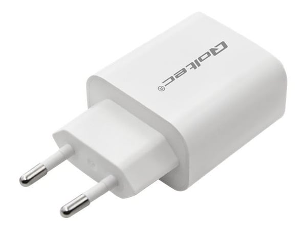 Qoltec Mains charger - Strømadapter - 18 watt - 3 A - PD, QC 3.0 (USB, USB-C) - hvit