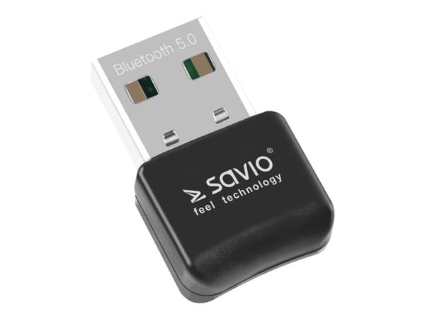 SAVIO BT-050 - Nettverksadapter - USB 2.0 - Bluetooth 5.0, Bluetooth 5.0 LE - svart