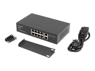 Lanberg RSFE-8P-2GE-120 - Switch - ikke-styrt - 2 x 10/100 (opplink) + 8 x 10/100 (PoE+) - stasjonær, veggmonterbar - PoE+ (120 W)