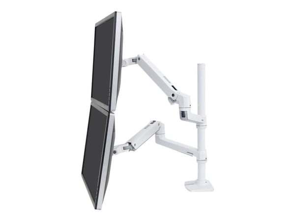 Ergotron LX - Monteringssett (dobbel stablearm, høy stang) - for 2 LCD-skjermer - aluminium - hvit - skjermstørrelse: opptil 40" - skrivebordsmonte...