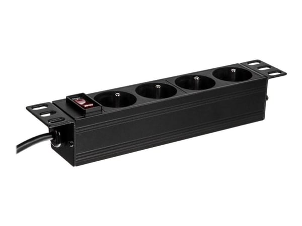 Netrack - Tehonjakoyksikkö (rack-versio) - AC 230 V - tulo: virta - lähtöliittimet: 4 (4 x virta tyyppi E) - 1U - 10" - 1,8 m johto - musta - 1,8 m...
