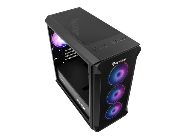Genesis Irid 503 aRGB - Tower - micro ATX - ingen strømforsyning (ATX) - svart - USB/lyd
