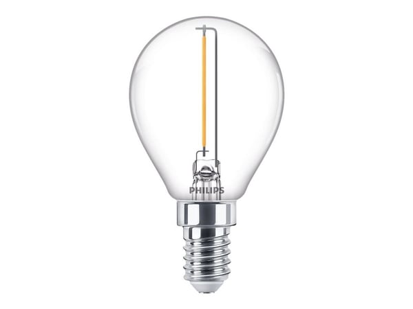 Philips - LED-filamentlyspære - form: P45 - klar finish - E14 - 1.4 W (ekvivalent 15 W) - klasse F - varmt hvitt lys - 2700 K
