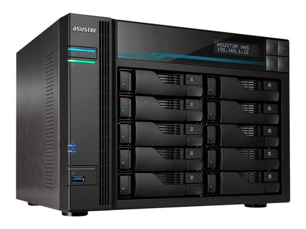 ASUSTOR Lockerstor 10 Pro AS7110T - NAS-server - 10 fack - SATA 6Gb/s - RAID RAID 0, 1, 5, 6, 10, JBOD - RAM 8 GB - 2.5 Gigabit Ethernet / 10 Gigab...