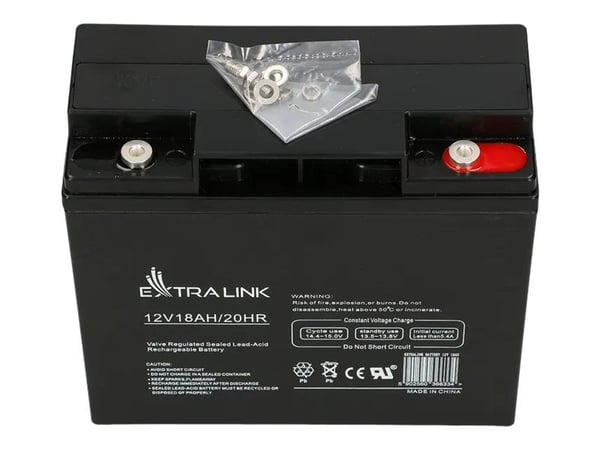 Extralink AKUMULATOR BATTERY ACCUMULATOR AGM 12V 18AH - Batterie - 18.000 mAh, 13,5 V, 18 ah, 1 kpl, 20 Wh, Musta, Sealed Lead Acid (VRLA)