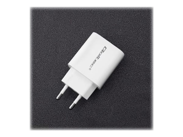 Qoltec Mains charger - Strømadapter - 18 watt - 3 A - PD, QC 3.0 (USB, USB-C) - hvit