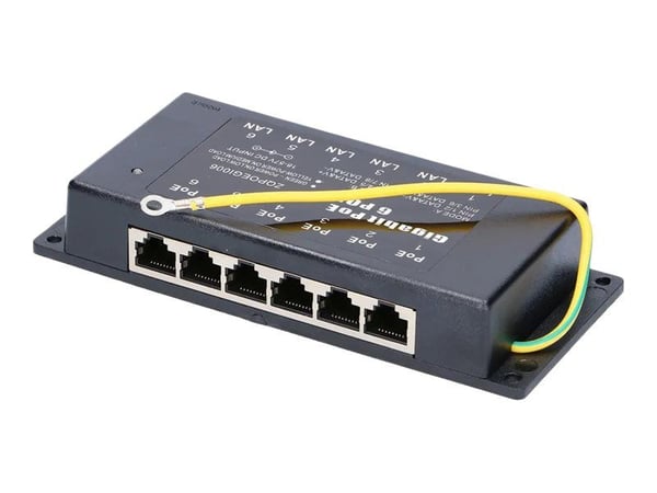 Extralink - Strøminjektor (veggmonterbar) - AC 100-240V - 90 Watt - utgangskontakter: 6 - svart