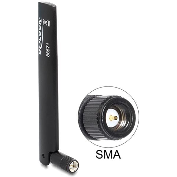 Delock LTE SMA antenna with flexible joint - Mobilmodemantenne - 3 dBi, 0.8 dBi