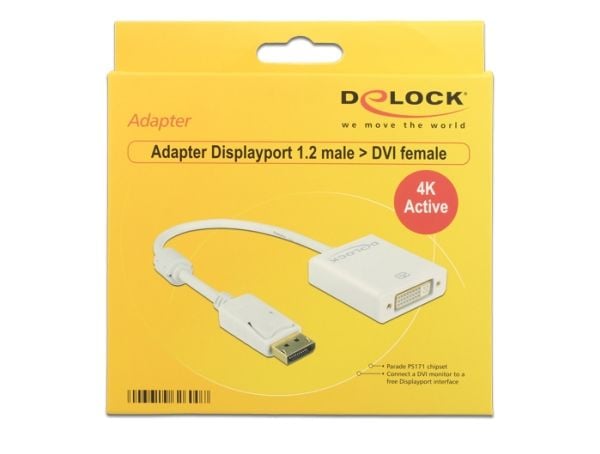 Delock Displayport to DVI Adapter - Videomuuntaja - DVI - DisplayPort - hvid