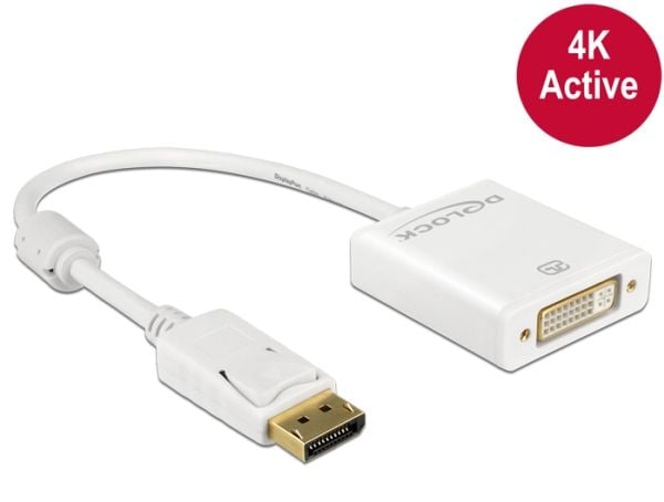 Delock Displayport to DVI Adapter - Videomuuntaja - DVI - DisplayPort - hvid
