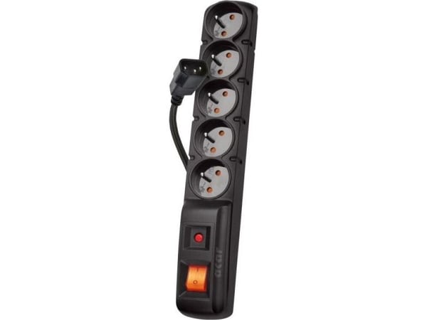 acar F5 IEC - Överspänningsskydd - AC 230 V - 2300 Watt - utgångskontakter: 5 - 1.5 m sladd - svart