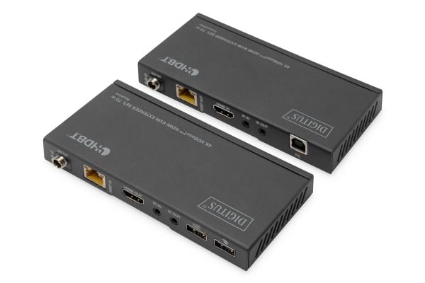 DIGITUS DS-55512 - Sender og mottaker - video/lyd/infrarød/USB-utvider - HDMI, HDBaseT - over CAT 5e/6/6a/7/8 - opp til 70 m