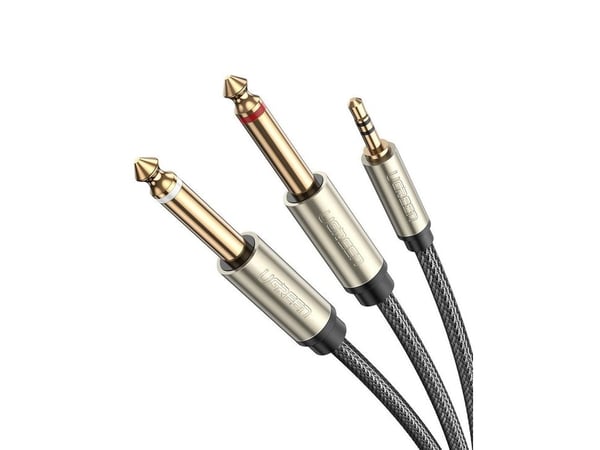Ugreen 10613, 2 x 6.35mm, Hankjønn, 3.5mm, Hankjønn, 1 m, Svart
