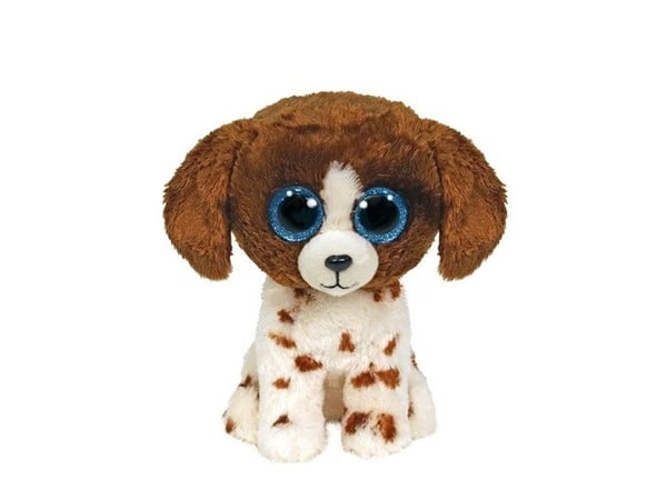 Meteor gosedjur Ty Beanie Boos hund brun/vit - Muddles 15 cm